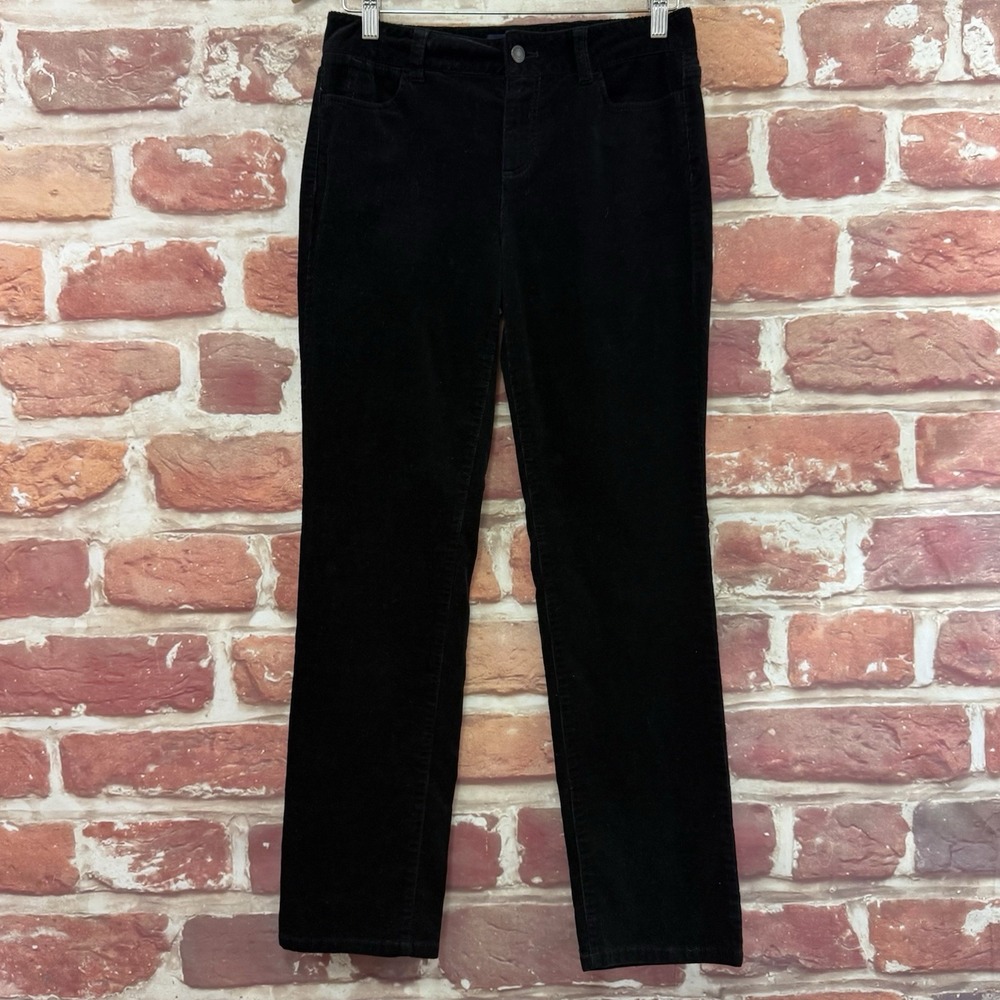 Talbots Heritage Pants Womens 4P Plain Black Fine Corduroy Straight Leg Casual